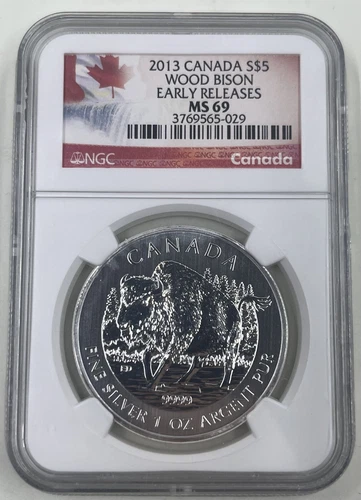 2013 Canada S$5 NGC MS69 Wood Bison Early Releases