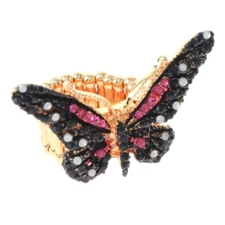Gold Tone Stretch Butterfly Ring with Rhinestone R1032-GFJT