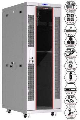 Server Rack 42U Enclosed 35-Inch Deep Cabinet Locking Networking Data Enclosure