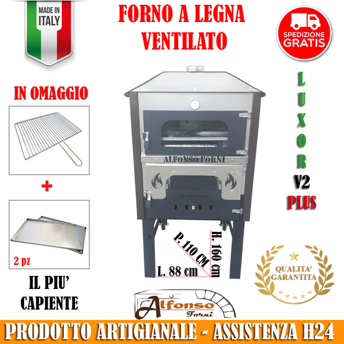 LUXOR V2 PLUS forno a legna ventilato Alfonso Forni, 88 x 110 cm in acciaio  | eBay
