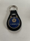 Chrysler Lebaron Keychain Black Leather Key Chain Blue Emblem
