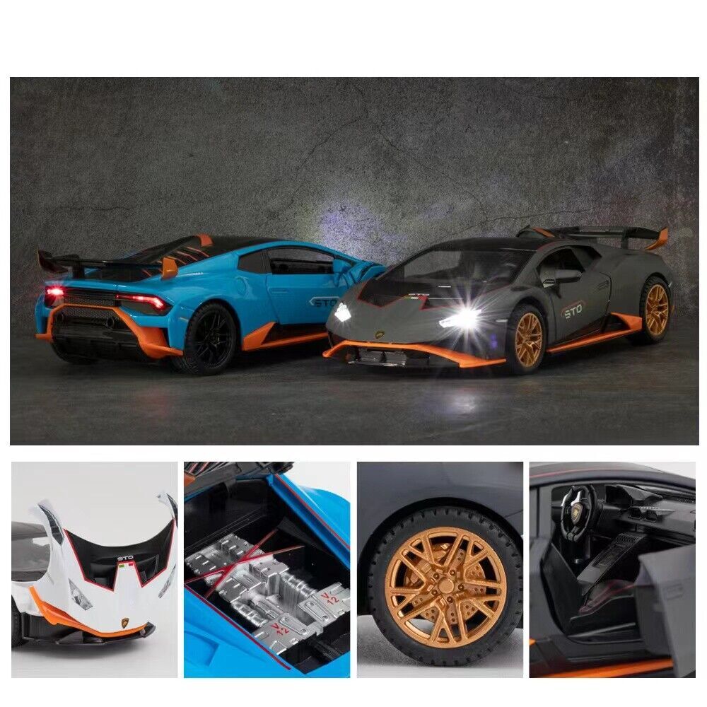 Giocattolo modello di auto pressofuso Lambo in scala 1/24, veicolo giocattolo da tirare indietro con luce sonora e spray per bambini, ragazzi Giocattolo modello di auto pressofuso Lambo in scala 1/24, veicolo giocattolo da tirare indietro con luce sonora e spray per bambini, ragazzi