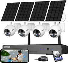 Wireless Solar Battery Powered CCTV Security System 4MP WiFi Camera Night Vision