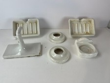 Vintage lot 6 Porcelain Bathroom Fixtures Cup holder soap dish towel bar plate