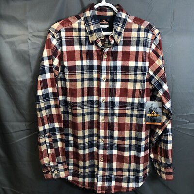 WARHORSEE Flannel Shirt for Men Long Sleeve Regular Fit Button Down Casual Plaid Shirt, A Red/Black Buffalo, Large