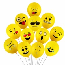 1 - 400 Pcs EMOJI LATEX BALLOONS YELLOW PARTY SMILEY EMOJI FACE EMOTION BALLOON