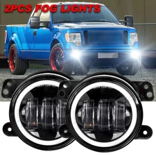 For Ford 2009 2010 2011 2012 2013 2014 F150 Pair 4" Bumper LED Halo Fog Lights