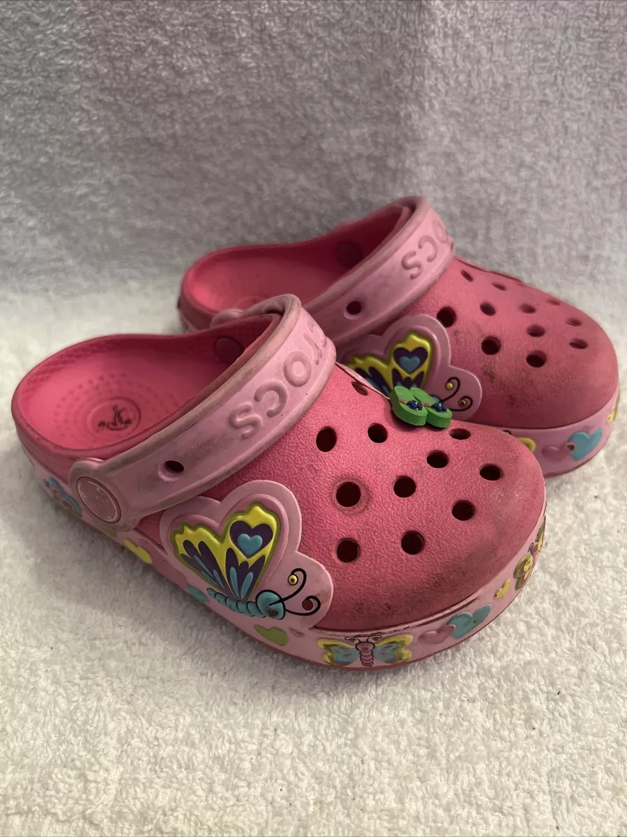 Pink butterfly online crocs