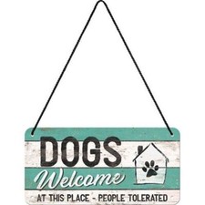 Tin sign door sign hanging sign 4 x 8 in - PfotenSchild Dogs Welcome