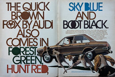 1973 Audi Fox Brown Sedan Quick Nimble Hunting Dogs Hounds 2pg Vintage PRINT AD