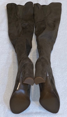 MARC FISHER Naylora Faux Suede Taupe Thigh High Heel Boots Womens 6.5 7 8 8.5 10 - Picture 8 of 14