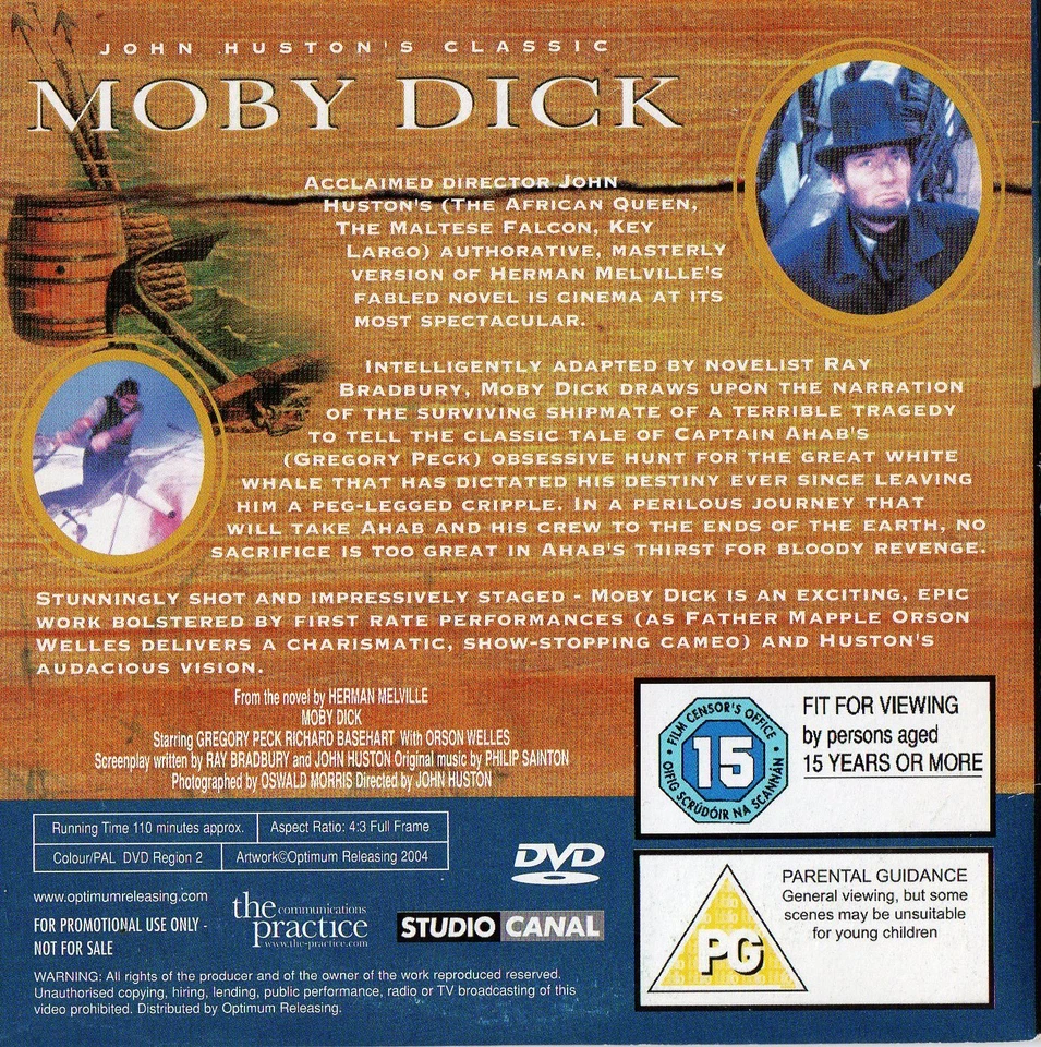 MOBY DICK - Gregory Peck*Richard Basehart*Orson Welles : PROMO DVD - Image 2 of 2