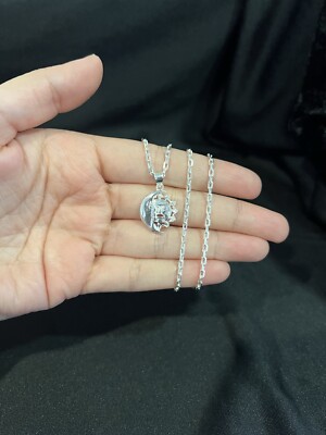 925 Sterling Silber Damen Sonne Mond Finsternis Anhänger & Forz Kette 18 20 22 24 26