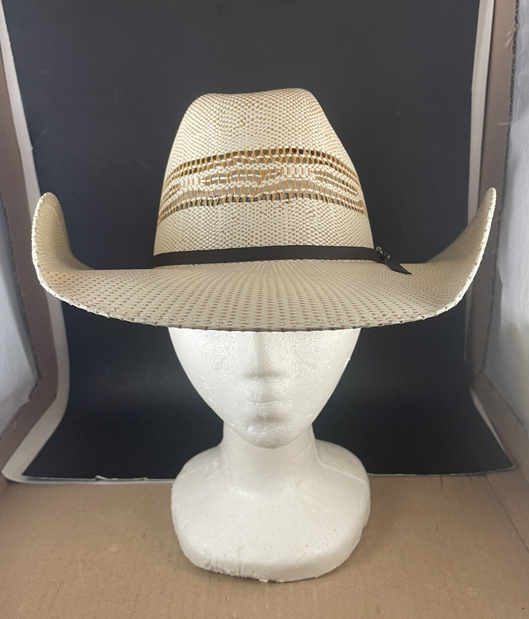 Twister Men's Tan Bangora Straw Cowboy Hat T71625 EUC Western Rodeo