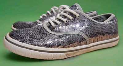 Sequin VANS Women's Size Shoes Silver Shiny TB4R Authentic
