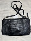 Black Patchwork Leather Clutch Messenger Tote Bag 7X11 Purse Lined Strap — photo 3