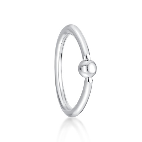 14 Gauge Captive Bead Hoop Nose Ring for Women in 14k White Gold Body Piercing - Picture 2 of 7