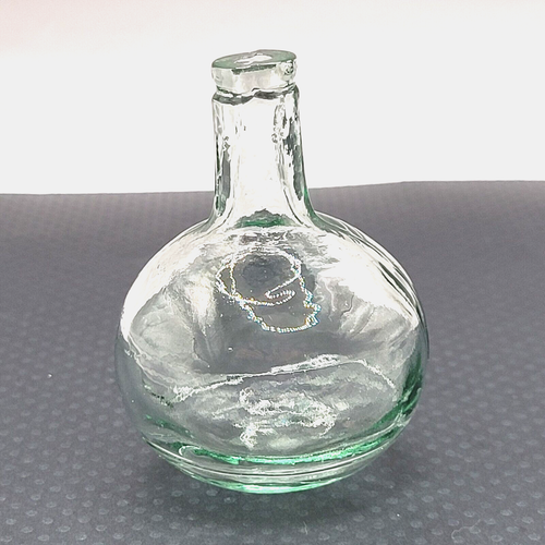 Green Tint Miniature Clear Glass Bottle Jug Balloon Stem Vase Decorative - Picture 19 of 23