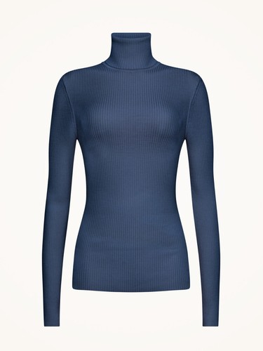 Wolford Merino Fine Rib Pullover • L • dust blue .. Ultra-weich, gerippter Look - Bild 9 von 10