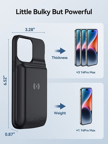 10000mAhWireless Battery Case iPhone 12/13/14 Pro Max Charging Power Bank Cover - Picture 11 of 24