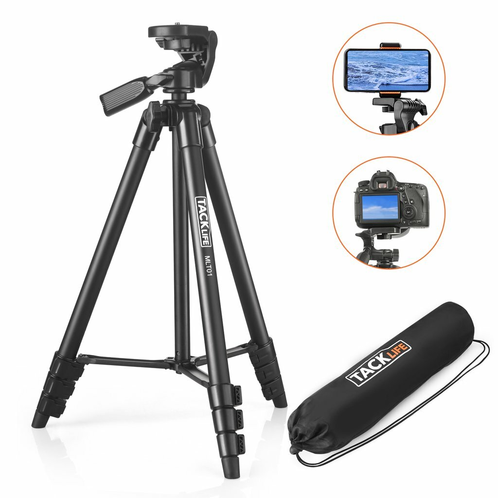 Camera Tripod with Travel Bag, Cell Phone Tripod with Wireless Remote and Phone