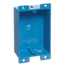 Blue PVC 1-Gang 8 Cu. In. Flanged Shallow Old Work Electrical Outlet Box