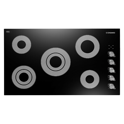 36 INCH ELECTRIC CERAMIC GLASS COOKTOP - 5 SURFACE BURNERS, KNOBS (OPEN BOX)