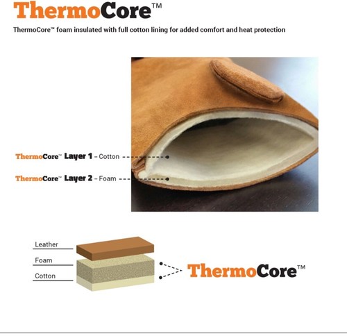 Steiner Split Cowhide 12” Welding Gloves ThermoCore Foam Lined Size: Large - Picture 2 of 12