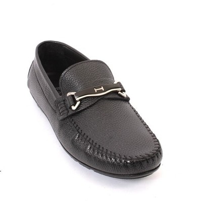 ROBERTO SERPENTINI 54400b Black Leather Moccasins Loafers Shoes 41 / US 8