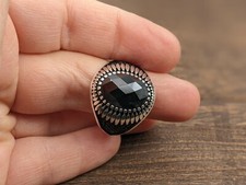 Mens 925 Sterling Silver Ring Size 10.5 Black Onyx Handmade