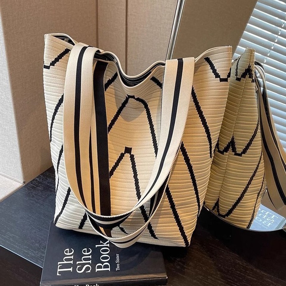 Womens Unique Vintage Knitted Handbag with Comfortable Carrying Straps