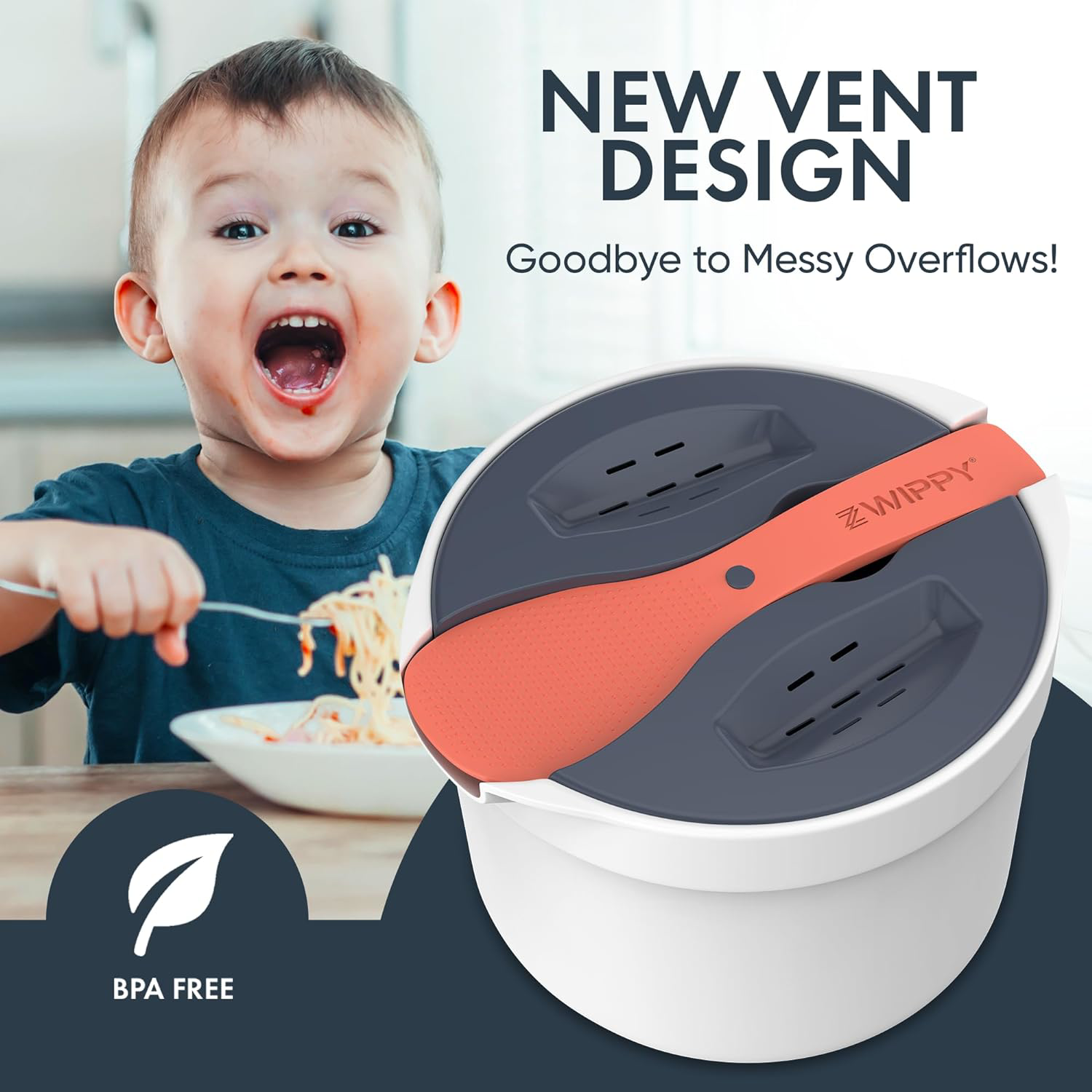 Zwippy Microwave Rice Cooker Steamer & Pasta Cooker with Strainer, 8