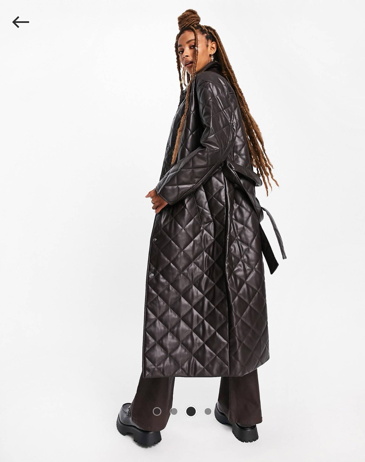 Quilted Brown Faux Leather Coat - ASOS