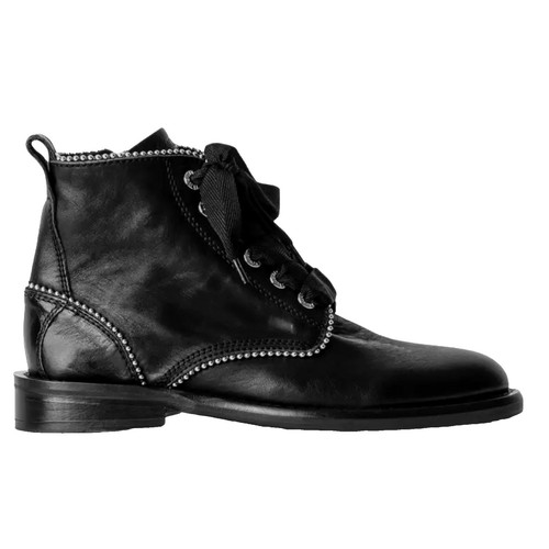 Zadig & Voltaire Women's Black Leather Joe Studded Combat Boots