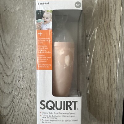 New Sealed Boon  Squirt Silicone Baby Food Dispensing Spoon Squeeze Peach