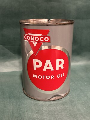 Conoco Par Motor Oil Can Adv Gas Continental Company 1 quart Tin Metal
