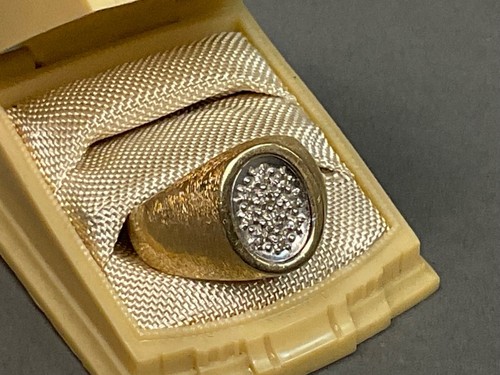 Vintage 14k gold 10 single cut diamonds mens wedding band ring Size 7 - Picture 8 of 16
