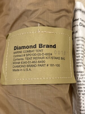 USMC Marine Combat Tent Woodland Camo Diamond Brand w/ Rain Fly
