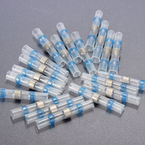 100 STCK. 16-14 Ga AWG Elektrische Lötdichtung Hitzeschrumpf Butt Stecker Löten Blau - Bild 3 von 10
