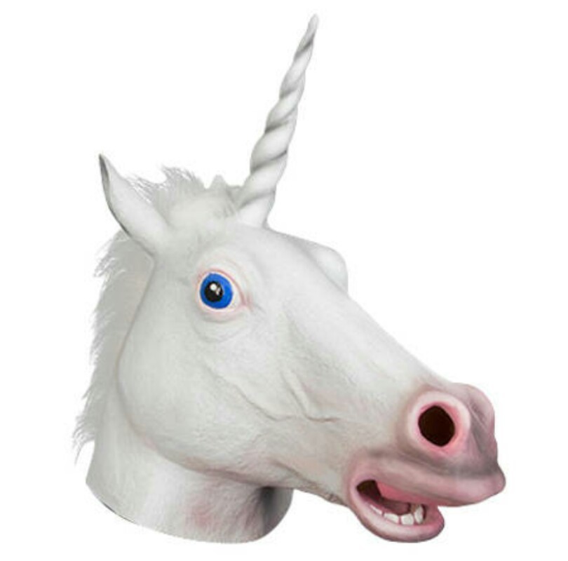 Accoutrements Unicorn Lifesize Head Mask Fun Magic Face Disguise Brand New