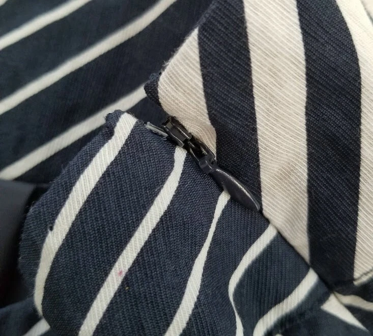 Falda Ashley Stewart Para Mujer 18W Azul Blanco Rayas Diagonales Forrada Cremallera Lateral Foto 4 de 4