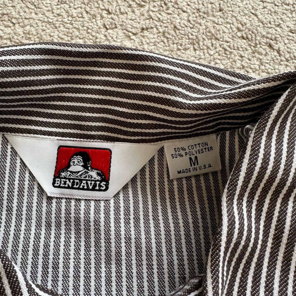 Vintage Ben Davis 80's Pinstripe Half Zip Work Shirt eBay