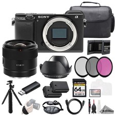 Sony Alpha a6400  Sony E 11mm f/1.8 Lens 64GB  Ext Bat 3 PC Filter- Kit