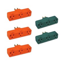 3-Prong 3-Outlet Extender Adapter, Heavy Duty Triple Grounding Outlet. 5 Pack
