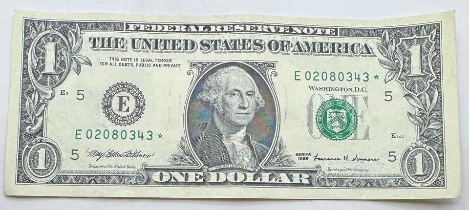 1999 $1 Bill STAR Note - One Dollar Bill - Richmond - E - No Reserve - Image 2 of 3