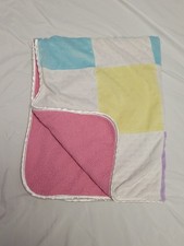 Circo Patchwork Squares Baby Blanket Minky Dot Pink White Blue Yellow Sherpa