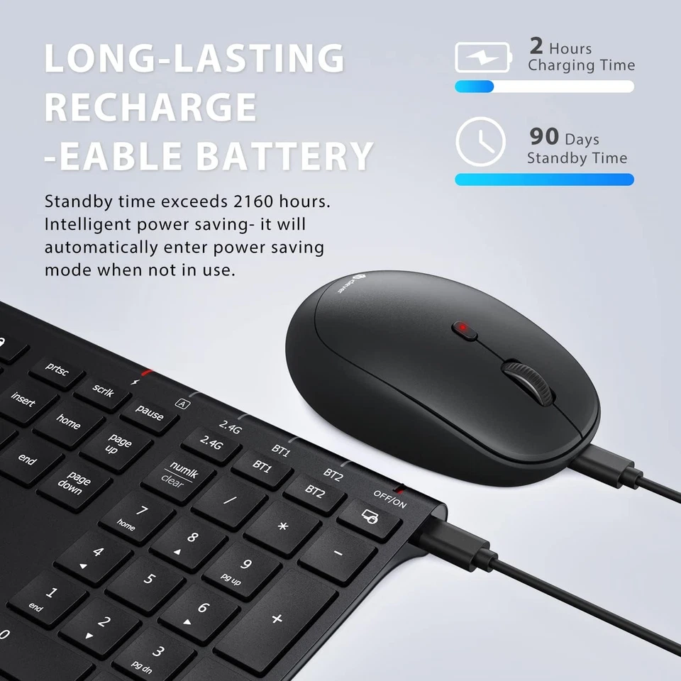 iClever DK03 Bluetooth Keyboard Mouse Rechargeable Dual-Mode Bluetooth 4.2G 2.4G - Image 4 of 4