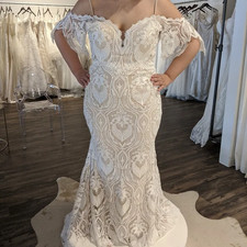 Mermaid Boho Off Shoulder Backless Wedding Dress for Women Plus Size Bridal Gown