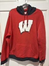 University of Wisconsin Badgers Hoodie Men's XL Sweatshirt Red Gray Retro