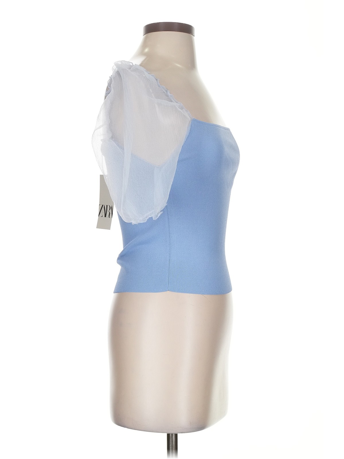 Zara Women Blue Short Sleeve Top S thumbnail 3